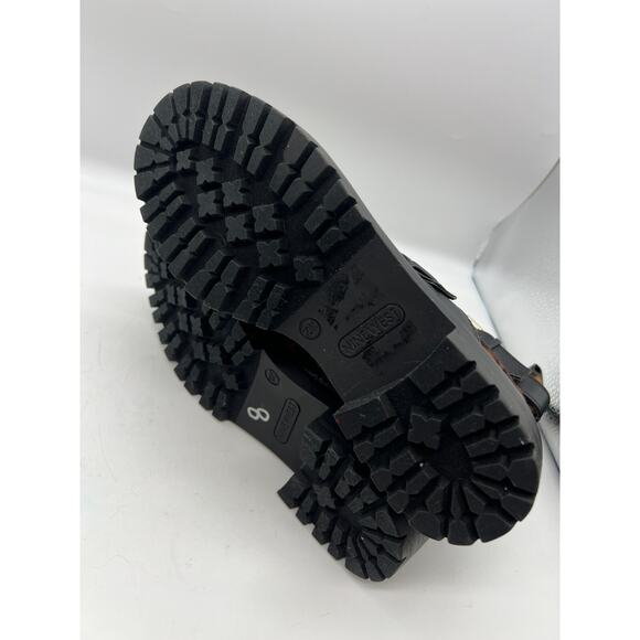 Nine West Aria Black Cheetah Print Ankle Boots Size 10 Biker Combat Buckle - Picture 5 of 7